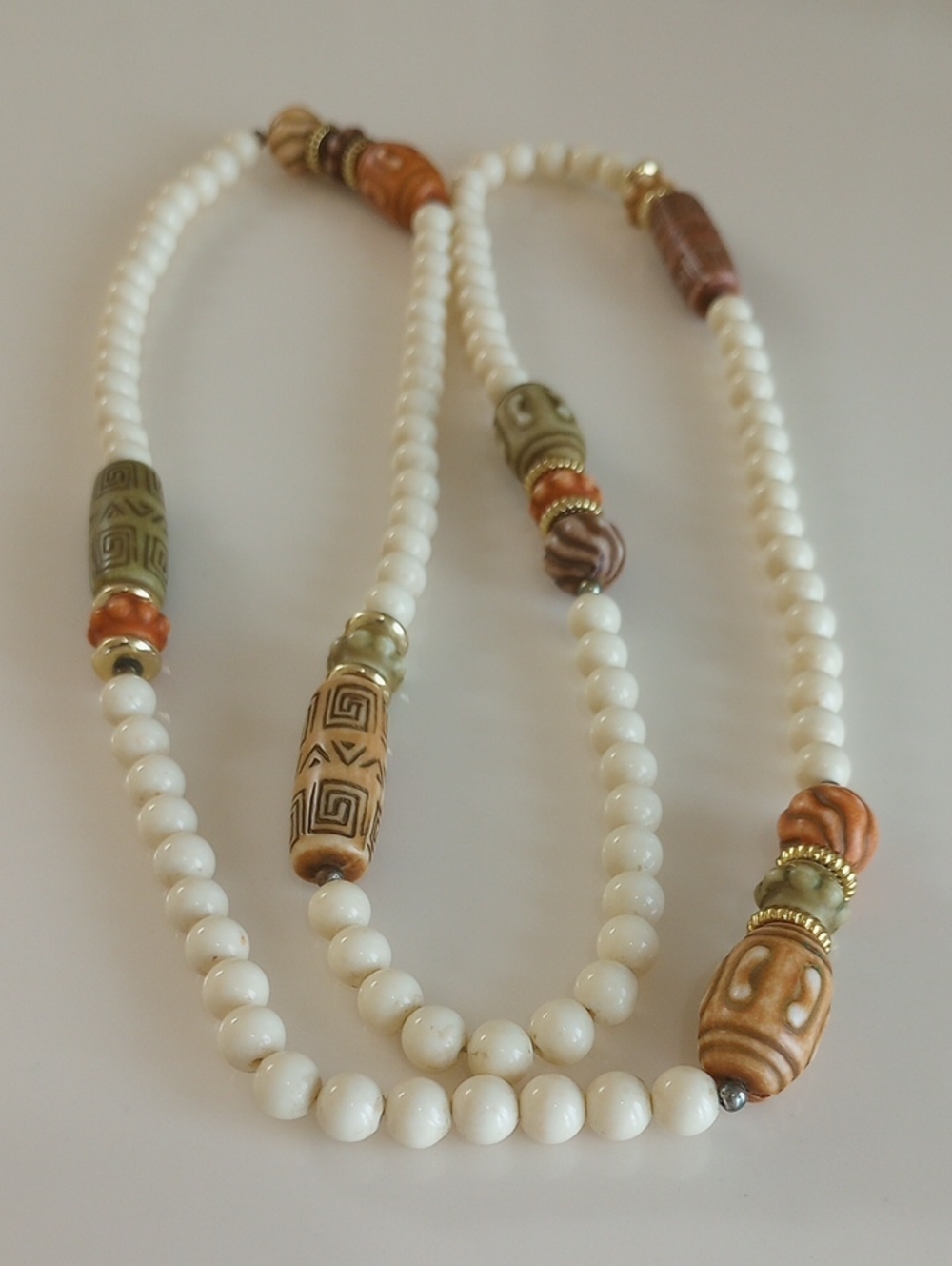 Vintage White And Decorative Beaded Necklace